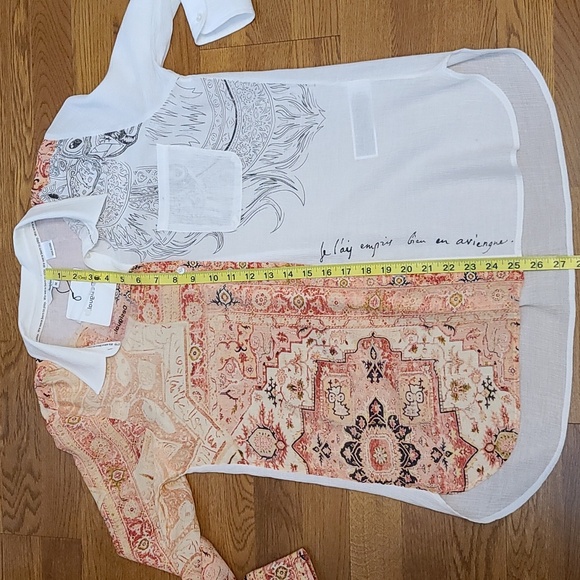 NWT Desigual Women's White and Peach Long Sleeve Lightweight Blouse (Sz M) - Picture 9 of 10